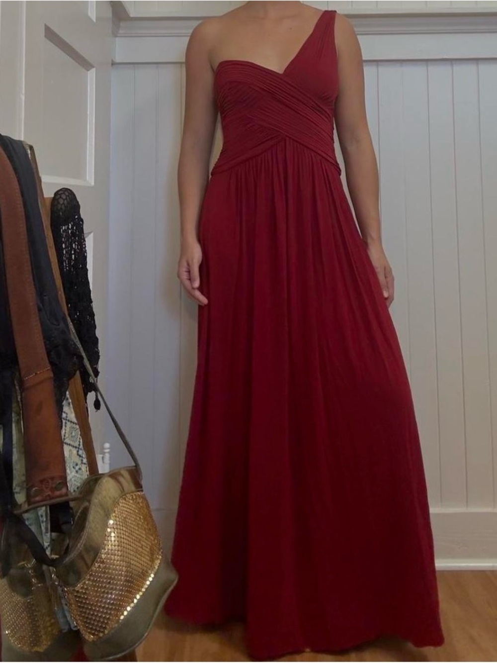 BCBGMAXAZRIA Red One Shoulder Dress